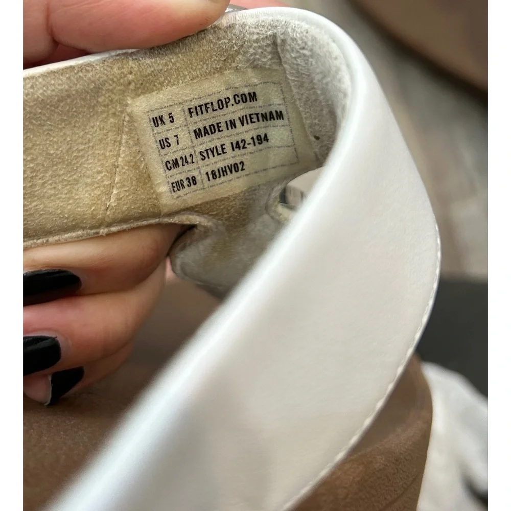 FitFlop Women's Halo Metallic Trim Toe Post Sandals Cream Size 7 Platform - Picture 7 of 7